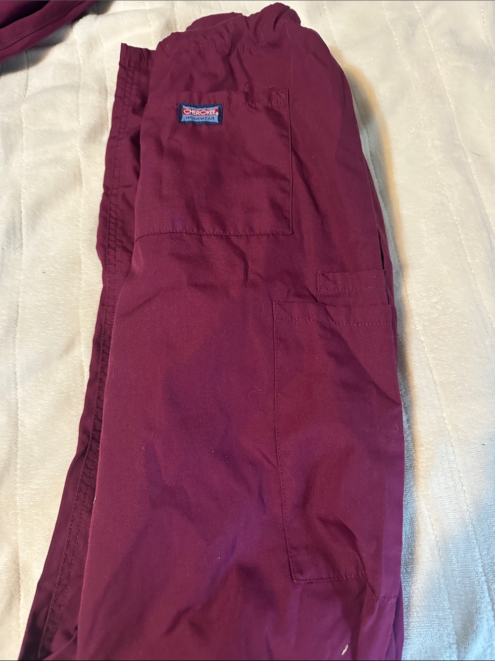 Cherokee Maroon Cargo scrub pants